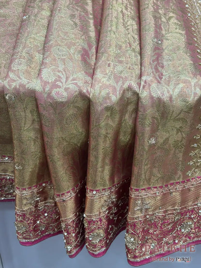 Baby Pink Floral Kanjivaram x Hand Embroidery (CO09)