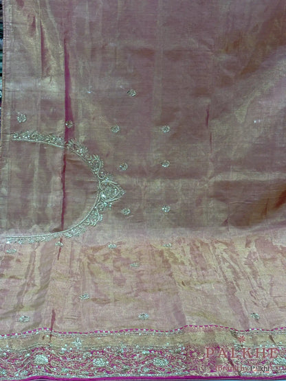 Baby Pink Floral Kanjivaram x Hand Embroidery (CO09)