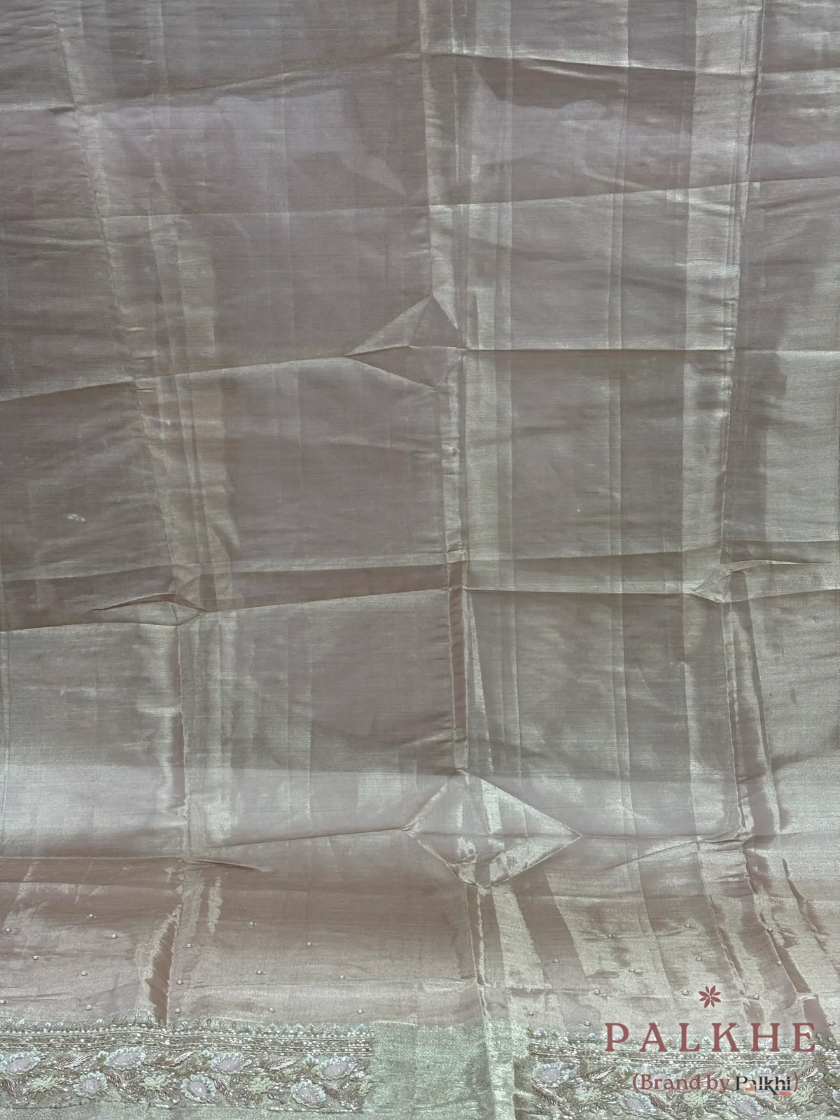Beige Floral Jaal Kanjivaram x Hand Embroidery