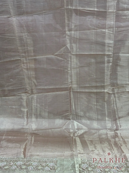 Beige Floral Jaal Kanjivaram x Hand Embroidery