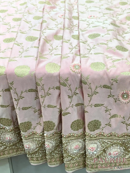 Onion Pink Floral Jaal Banarasi x Hand Embroidery (CS36)