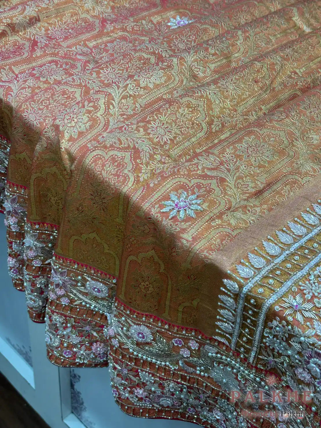 Peach Kanjivaram Brocade in Pure Kanjivaram Silk (CP38)