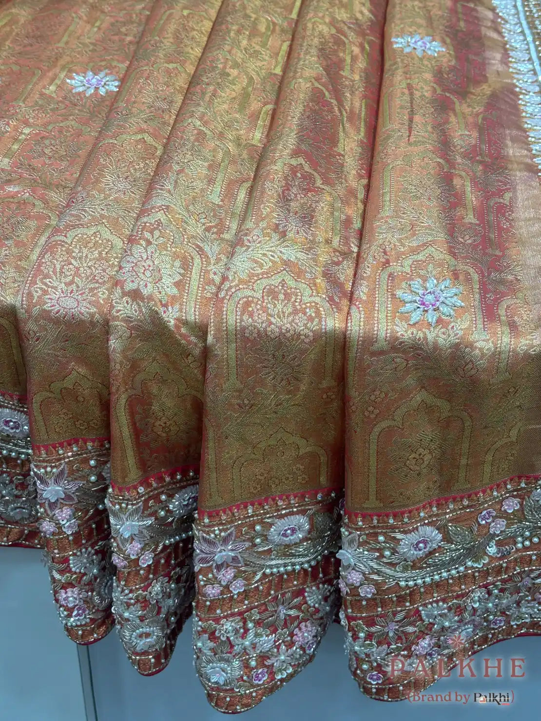 Peach Kanjivaram Brocade in Pure Kanjivaram Silk (CP38)
