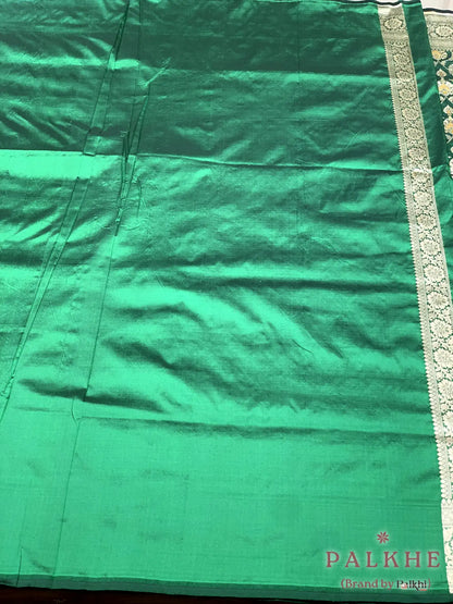 Bottle Green Banarasi Jaal in Pure Banarasi Silk