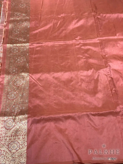 Peach Banarasi Floral Jaal in Pure Banarasi Katan Silk