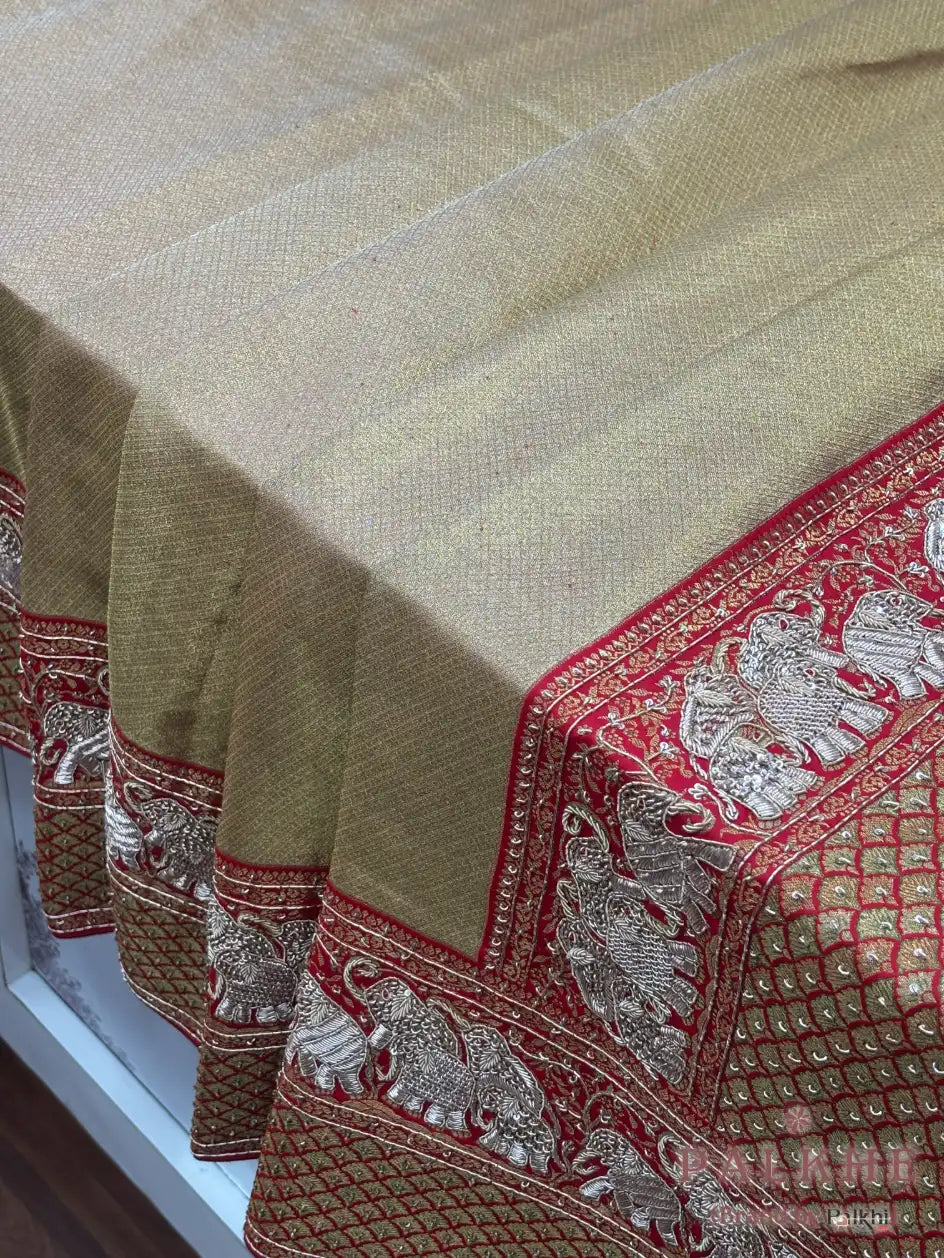 Gold Kanjivaram x Hand Embroidery (CN02)