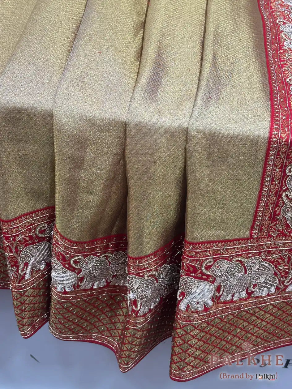 Gold Kanjivaram x Hand Embroidery (CN02)