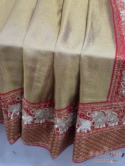 Gold Kanjivaram x Hand Embroidery (CN02)
