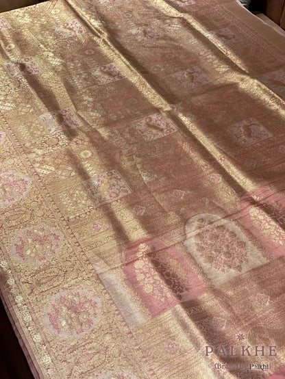 Rose-Gold Kanjivaram Animal and Floral in Semi Tissue Silk (CL41)