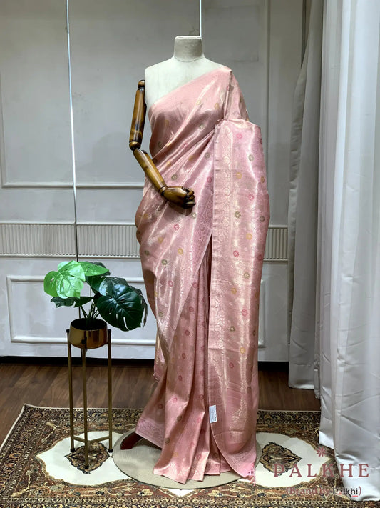Pastel Pink Kanjivaram Buttis in Semi Tissue Brocade (CQ77)