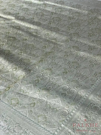 Olive Green Kanjivaram Floral in Semi Tissue Brocade (CK69)