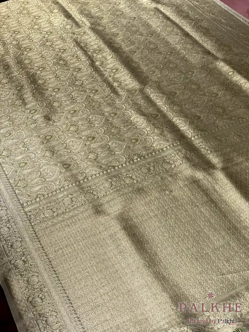 Olive Green Kanjivaram Floral in Semi Tissue Brocade (CK69)