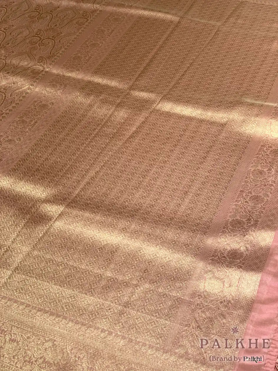 Blush-Pink Kanjivaram Floral in Semi Tissue Brocade (CR88)
