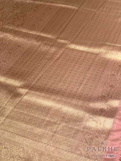 Blush-Pink Kanjivaram Floral in Semi Tissue Brocade (CR88)