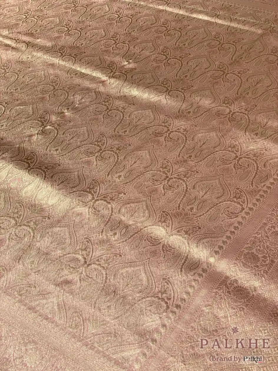 Blush-Pink Kanjivaram Floral in Semi Tissue Brocade (CR88)