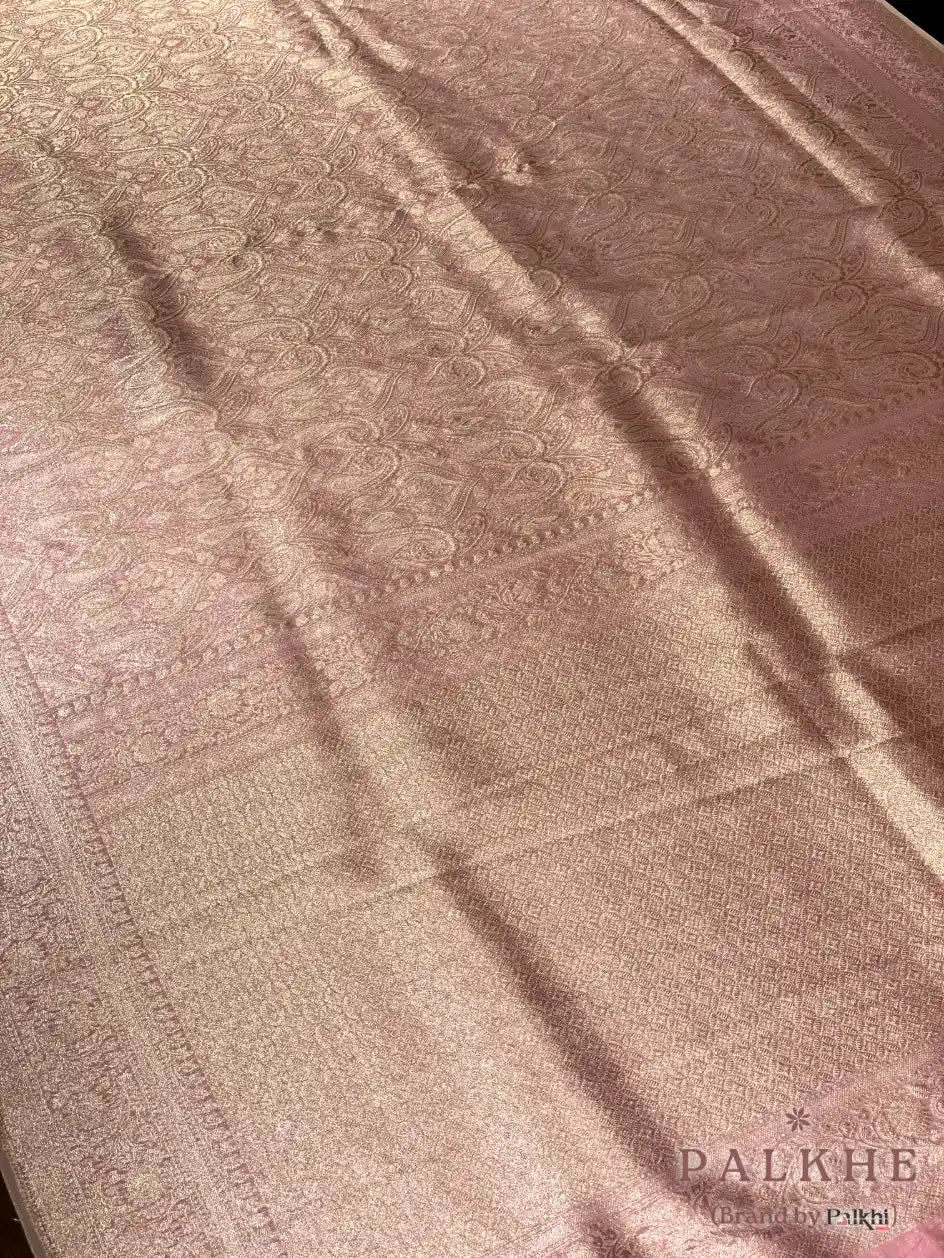 Blush-Pink Kanjivaram Floral in Semi Tissue Brocade (CR88)