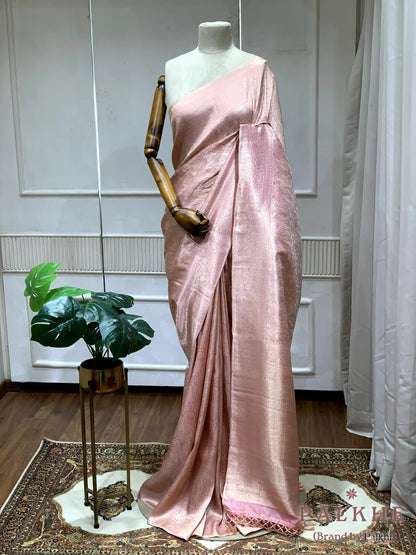 Blush-Pink Kanjivaram Floral in Semi Tissue Brocade (CR88)