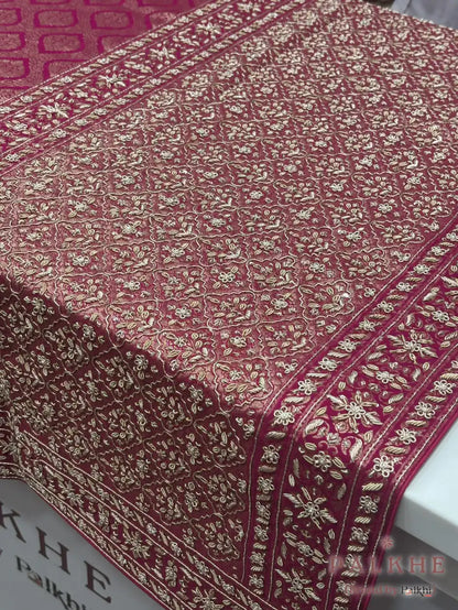 Pink Geometric Jaal Banarasi x Hand Embroidery (CN01)