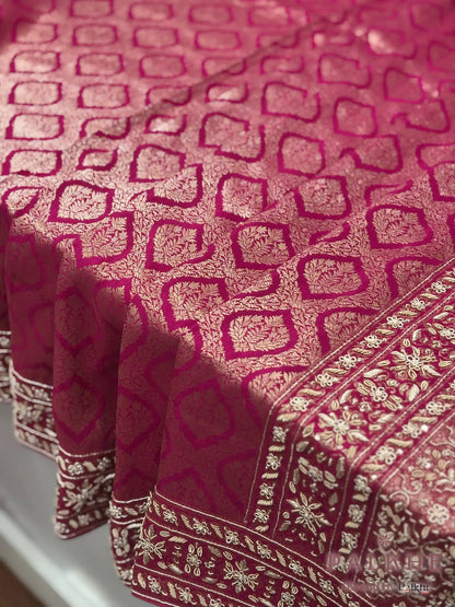 Pink Geometric Jaal Banarasi x Hand Embroidery (CN01)