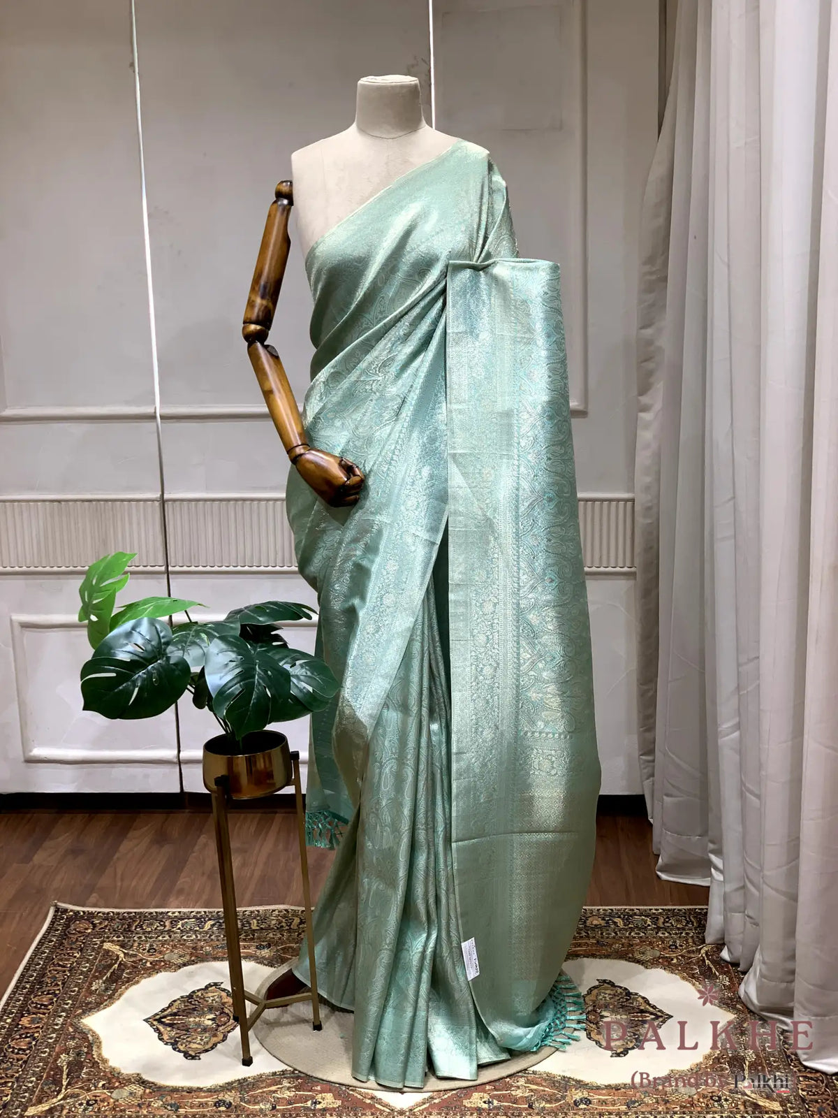 Mint Green Kanjivaram Floral in Semi Tissue Brocade (CK69)