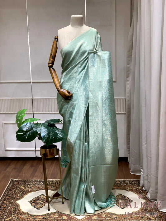 Mint Green Kanjivaram Floral in Semi Tissue Brocade (CK69)