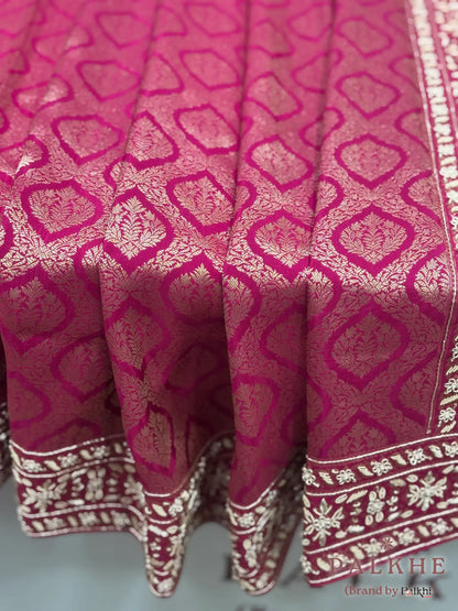 Pink Geometric Jaal Banarasi x Hand Embroidery (CN01)