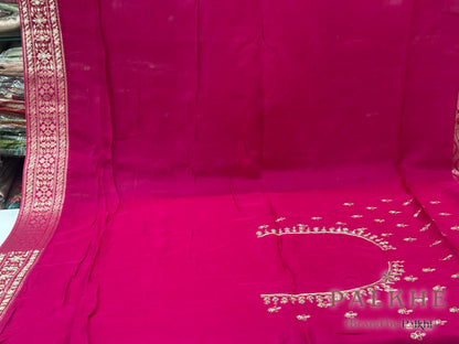 Pink Geometric Jaal Banarasi x Hand Embroidery (CN01)