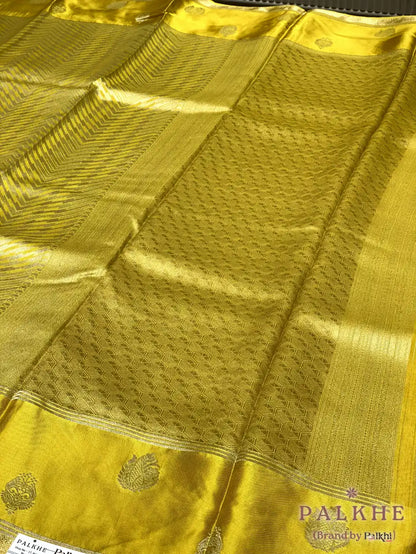 Yellow Fancy Chevron in Semi Munga Silk Brocade (BP05)