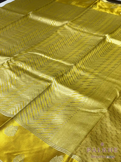 Yellow Fancy Chevron in Semi Munga Silk Brocade (BP05)