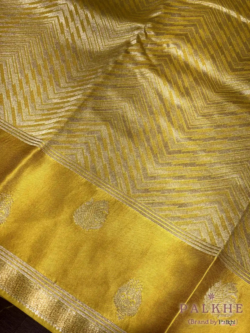 Yellow Fancy Chevron in Semi Munga Silk Brocade (BP05)