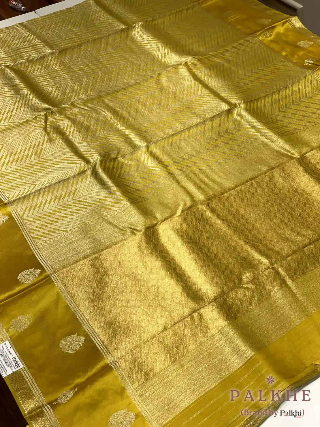 Yellow Fancy Chevron in Semi Munga Silk Brocade (BP05)