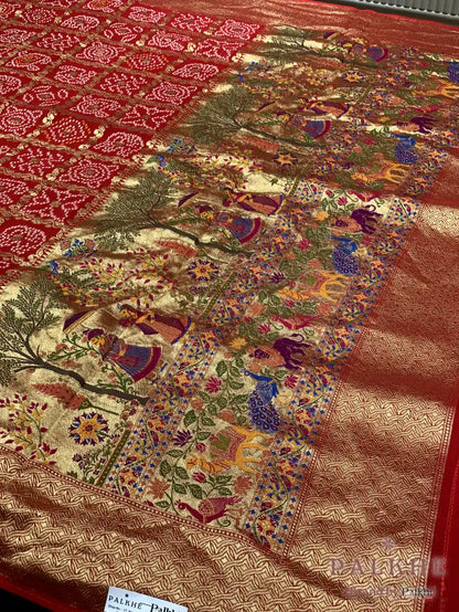 Red Rai Bandhej in Pure Georgette Bandhej (CO06)
