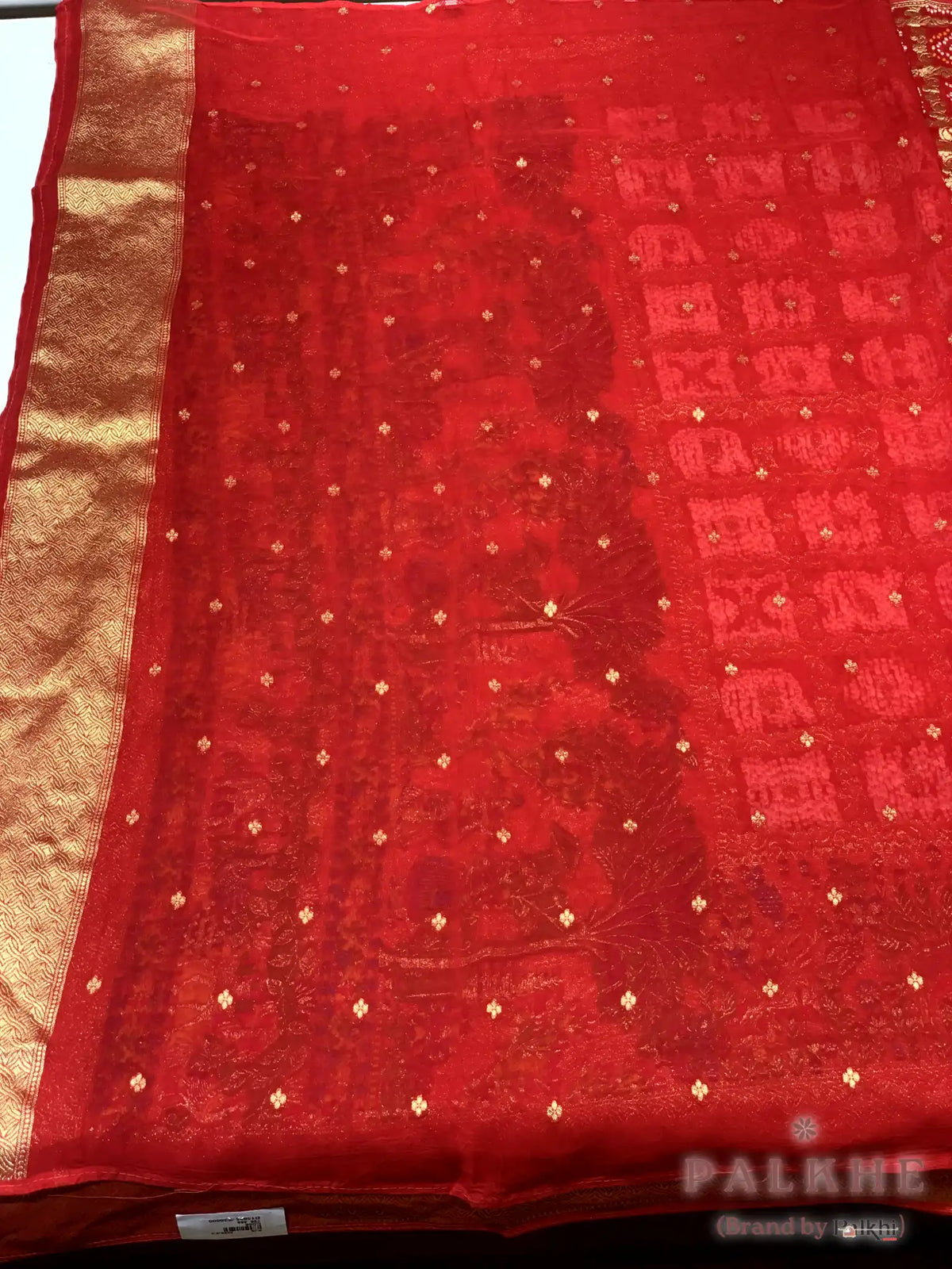 Red Rai Bandhej in Pure Georgette Bandhej (CO06)