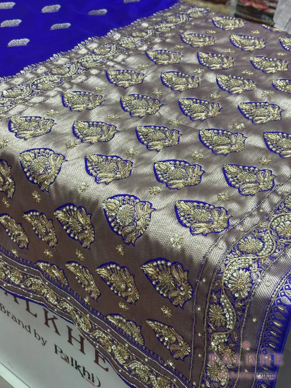 Royal Blue Buttas Banarasi x Hand Embroidery (CS12)