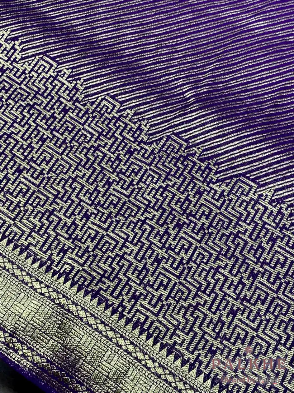 Purple Banarasi Stripped in Semi Brocade Silk (CT71)