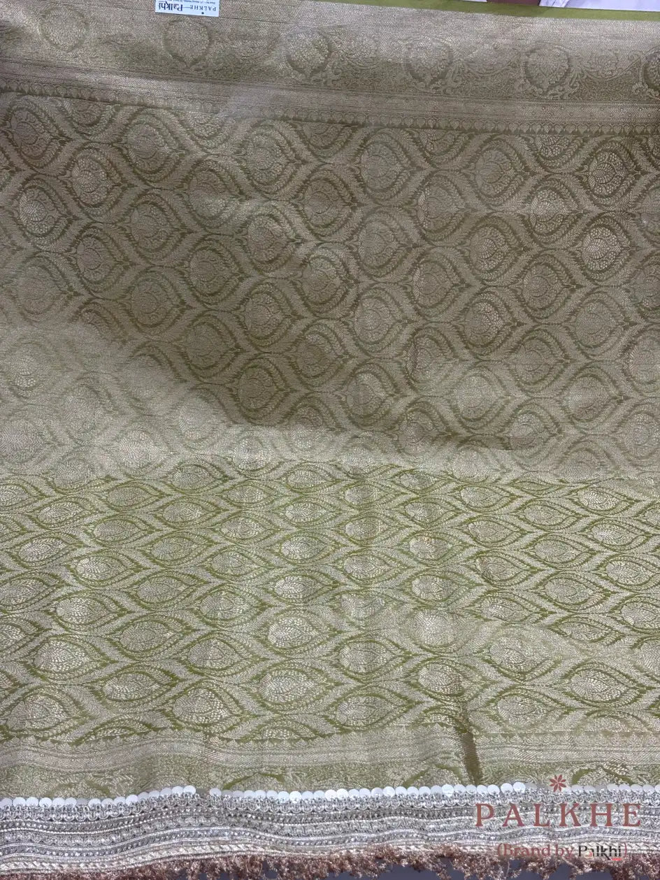 Sage Green Polka Dots Tissue x Hand Embroidery (CS15)