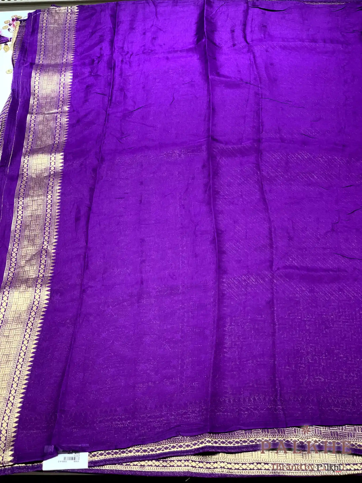 Purple Banarasi Stripped in Semi Brocade Silk (CT71)