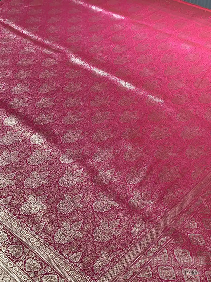 Red Banarasi Floral in Semi Brocade Silk (CT75)