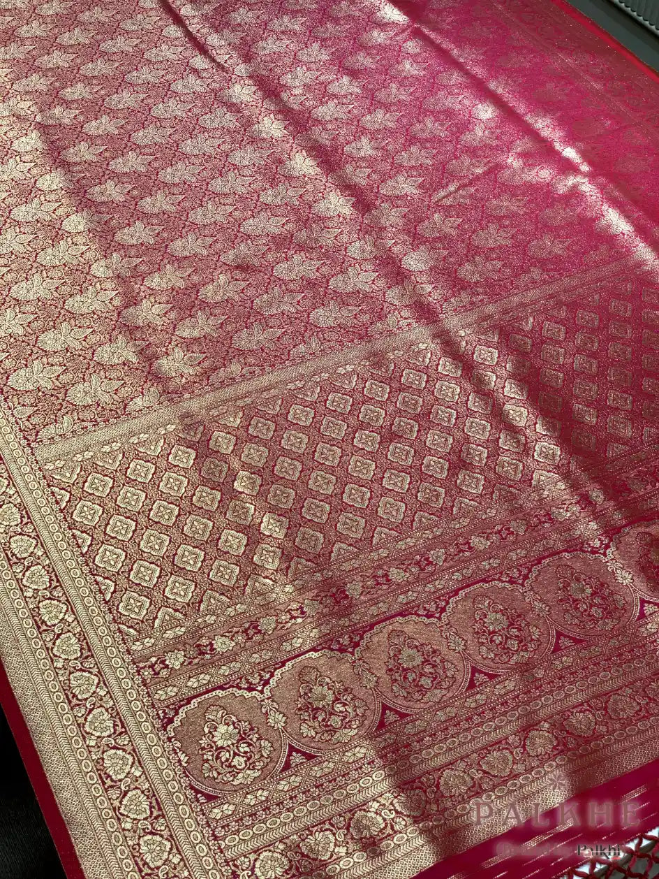 Red Banarasi Floral in Semi Brocade Silk (CT75)