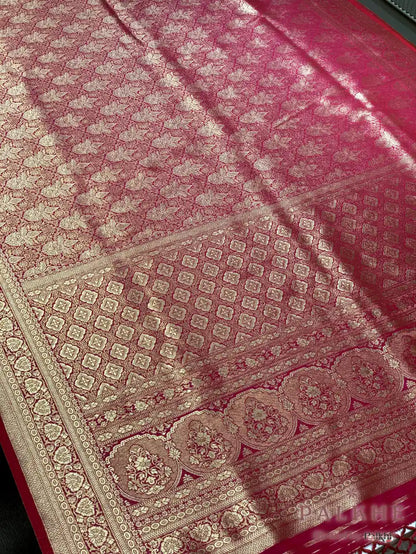Red Banarasi Floral in Semi Brocade Silk (CT75)