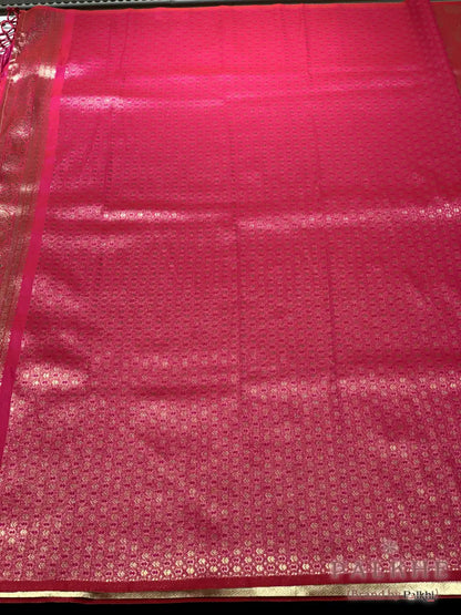Red Banarasi Floral in Semi Brocade Silk (CT75)