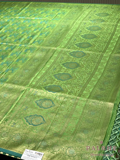 Green Banarasi Geometric in Semi Brocade Silk (CT74)