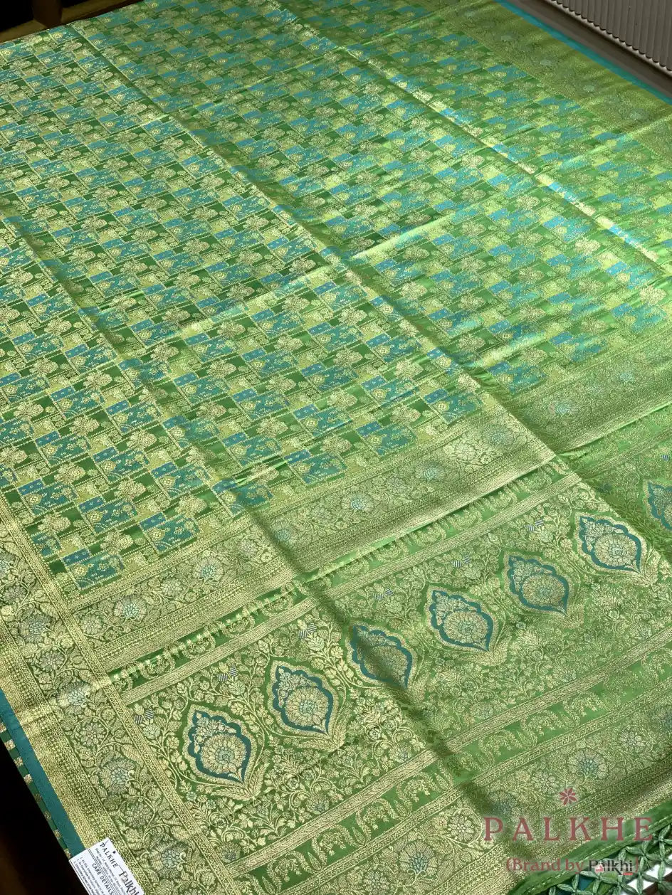 Green Banarasi Geometric in Semi Brocade Silk (CT74)