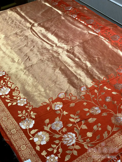 Rust Banarasi Floral in Semi Silk (CT70)