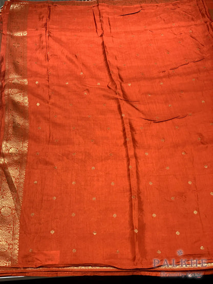 Rust Banarasi Floral in Semi Silk (CT70)