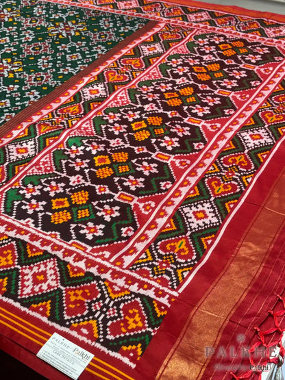 Bottle Green Patola Navratana in Semi Silk (AO74)