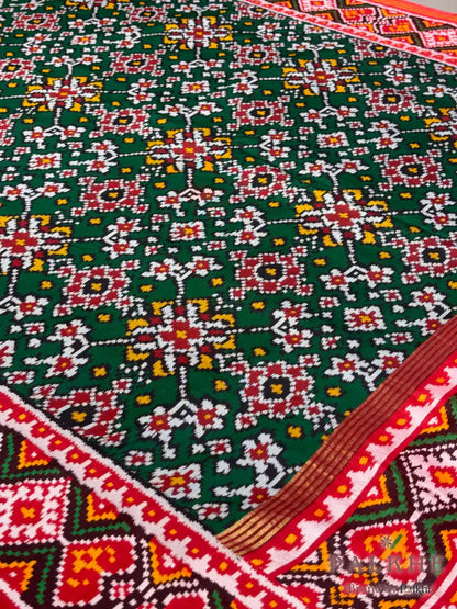 Bottle Green Patola Navratana in Semi Silk (AO74)