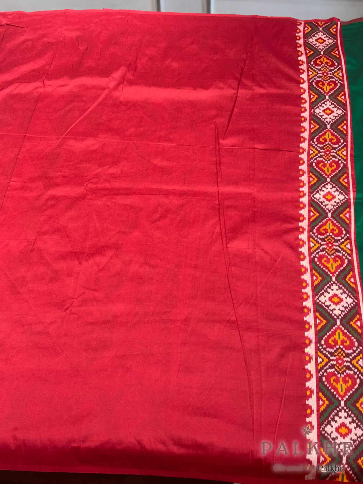 Bottle Green Patola Navratana in Semi Silk (AO74)