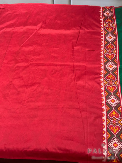 Bottle Green Patola Navratana in Semi Silk (AO74)