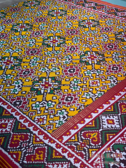 Red & Yellow Patola Navratana in Semi Silk (AO74)